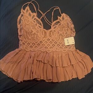 Blush Lace Peplum Top